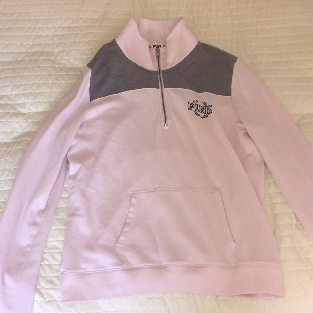 PINK light pink and grey quarter zip